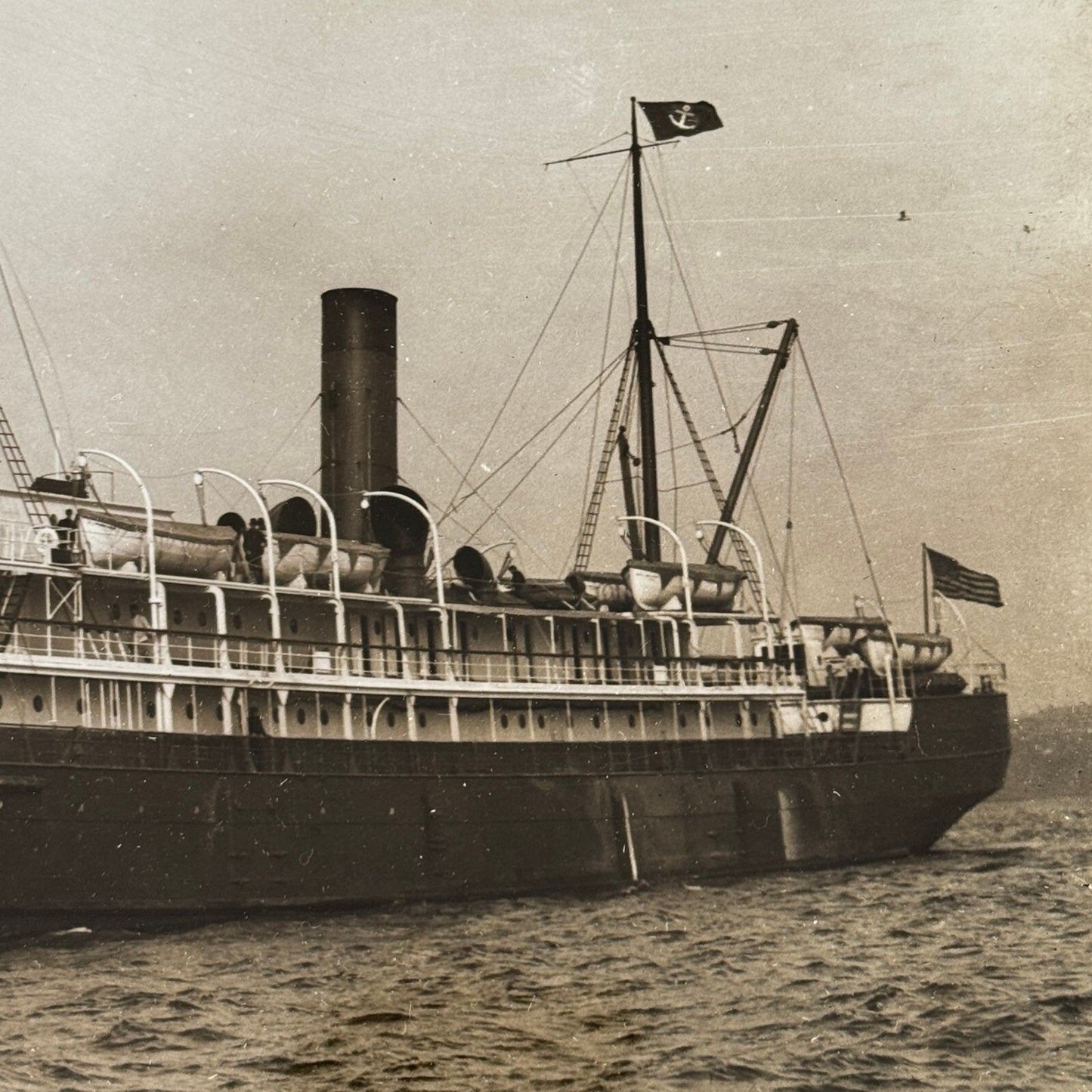 Vintage Ship Boat Photo Photograph Print Webster & Stevens Photo Admiral Sampson
