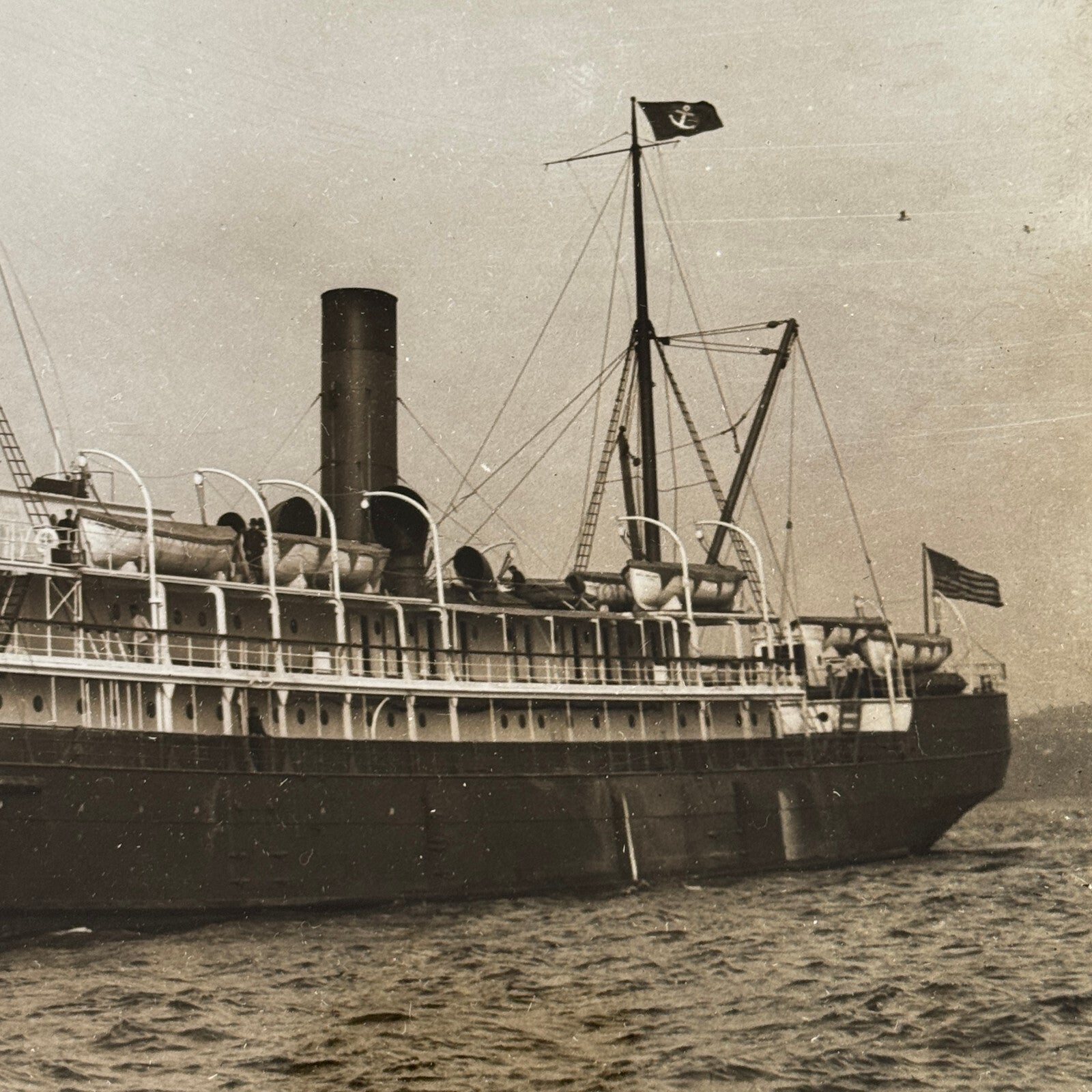 Vintage Ship Boat Photo Photograph Print Webster & Stevens Photo Admiral Sampson