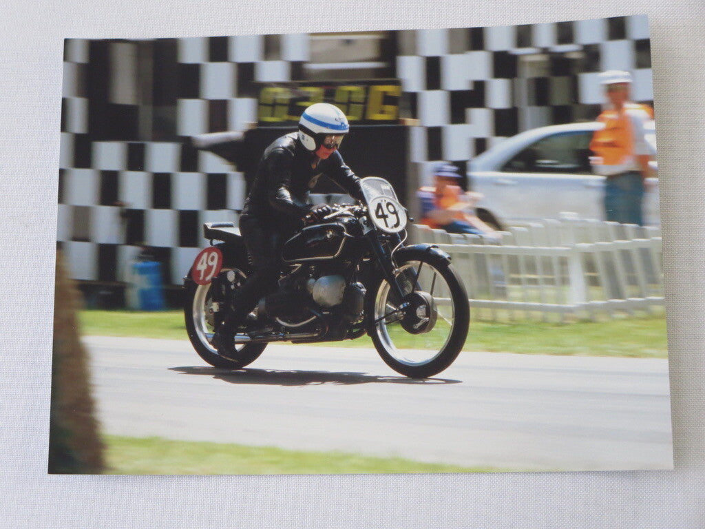 John Surtees Riding 1939 BMW 256 Compressor Motorcycle Bike at Goodwood Photo