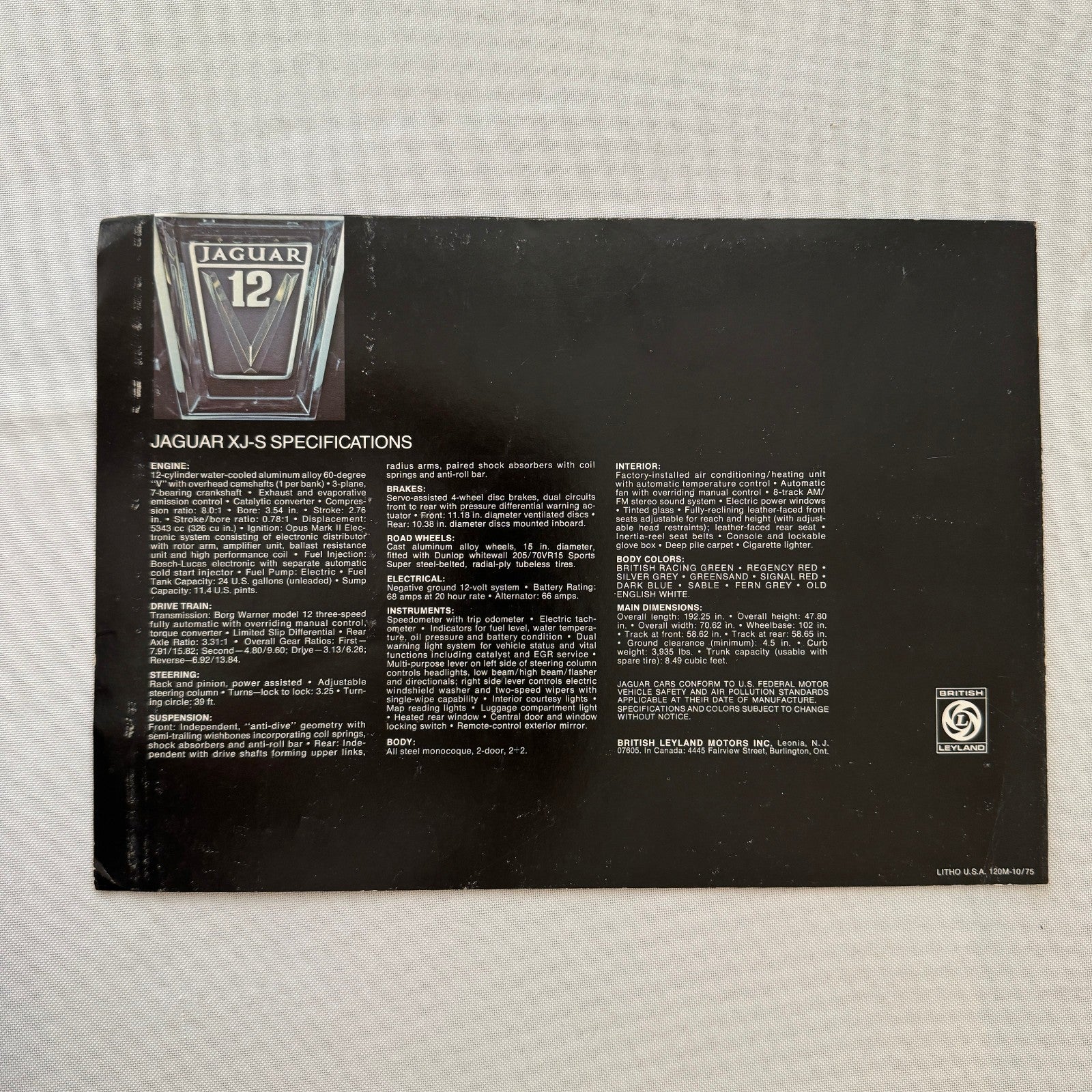 Vintage Jaguar XJ-S Car Sales Brochure Catalog Advertising Jaguar XJS XJ S