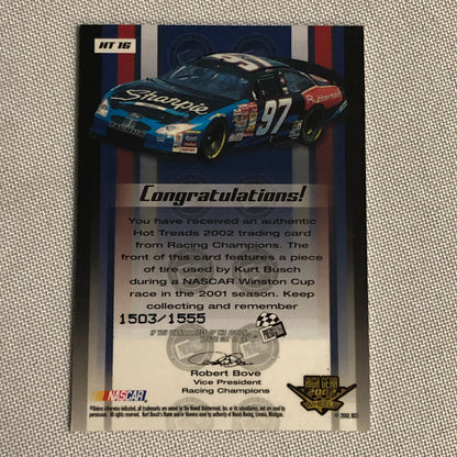 2002 Press Pass Hot Treads Tire Relic Card Kurt Busch NASCAR