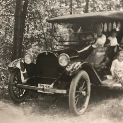 Antique Glass Plate Lantern Slide Photo Car Automobile People