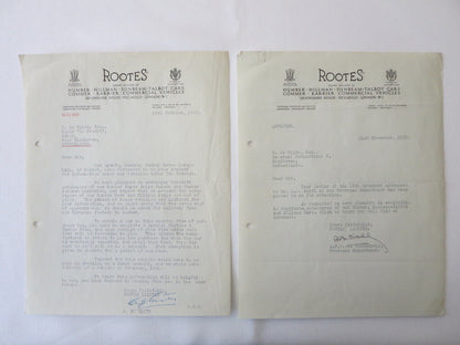 1939 - 1956 Rootes Letter Letterhead Document Lot of 21 Sunbeam Talbot Hillman +