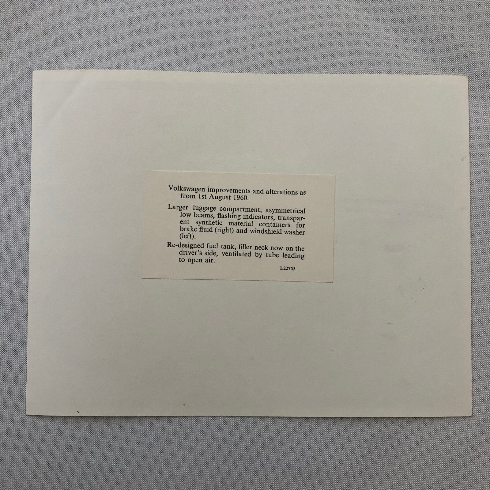 Volkswagen VW Beetle Factory Press Photo Photograph Print