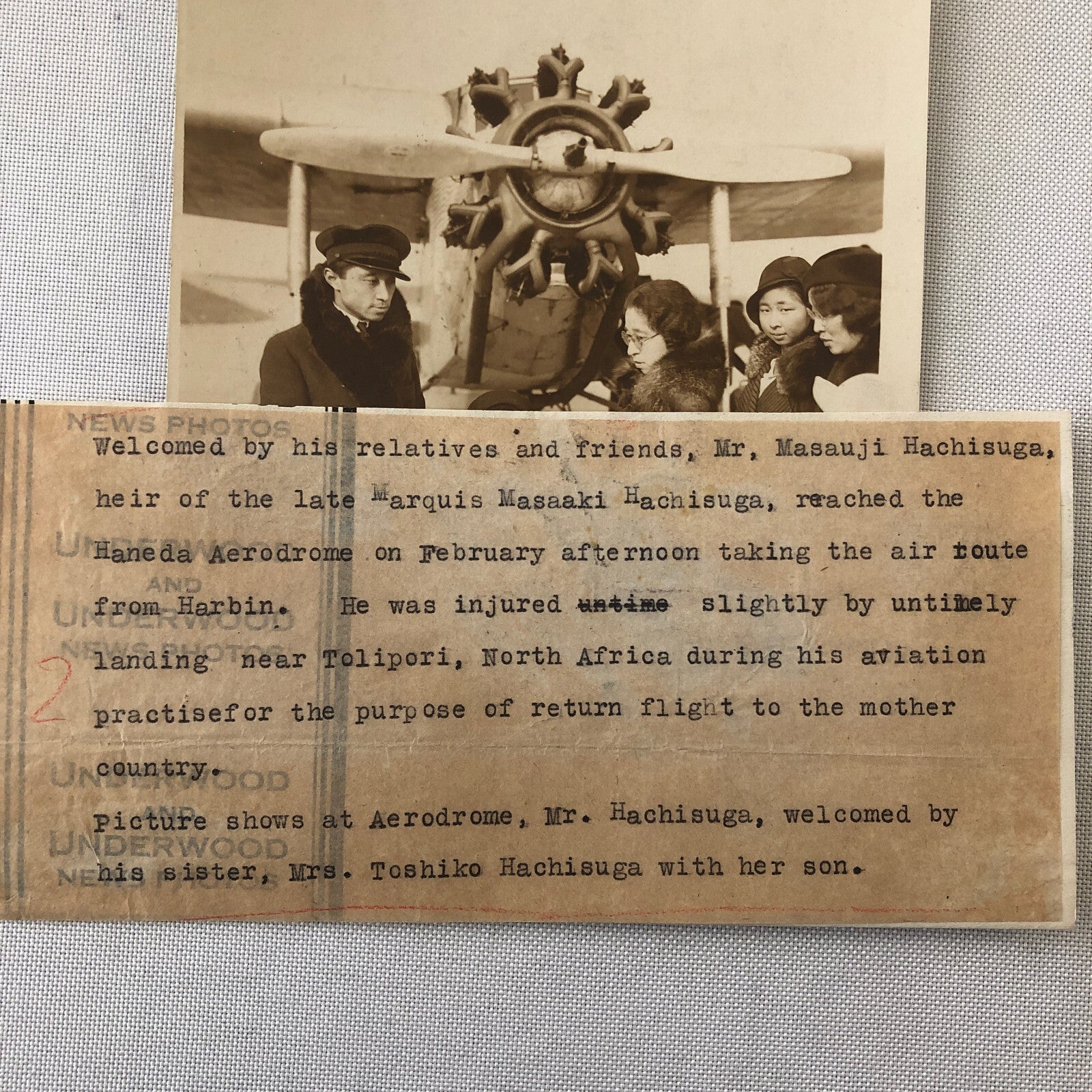 Press Photo Photograph Japanese Aviator Pilot Plane Masaji Hachisuga