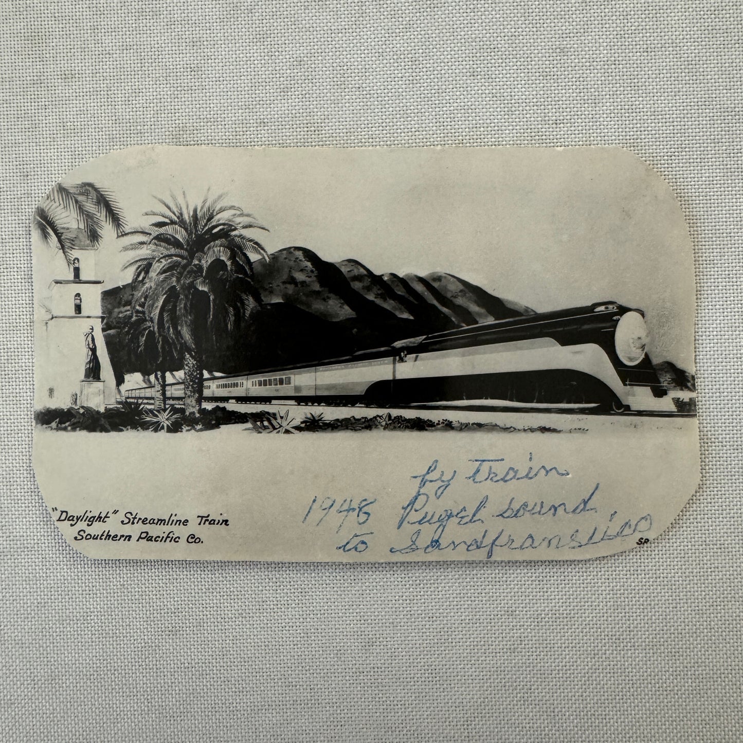 Vintage Train Postcard Clipping Daylight Streamline Train Southern Pacific