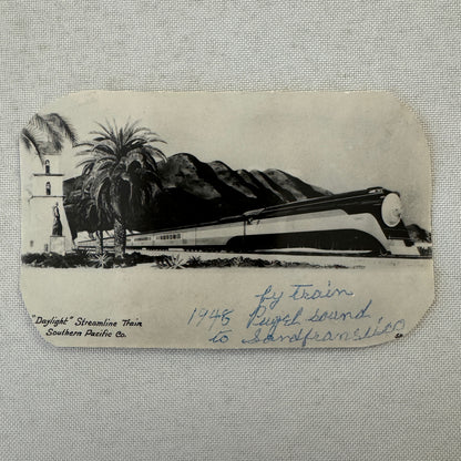 Vintage Train Postcard Clipping Daylight Streamline Train Southern Pacific