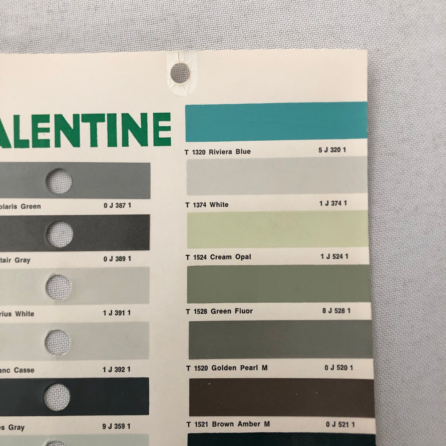 1969 1970 1971 Toyota Car Paint Chip Color Sample Sheet Valentine
