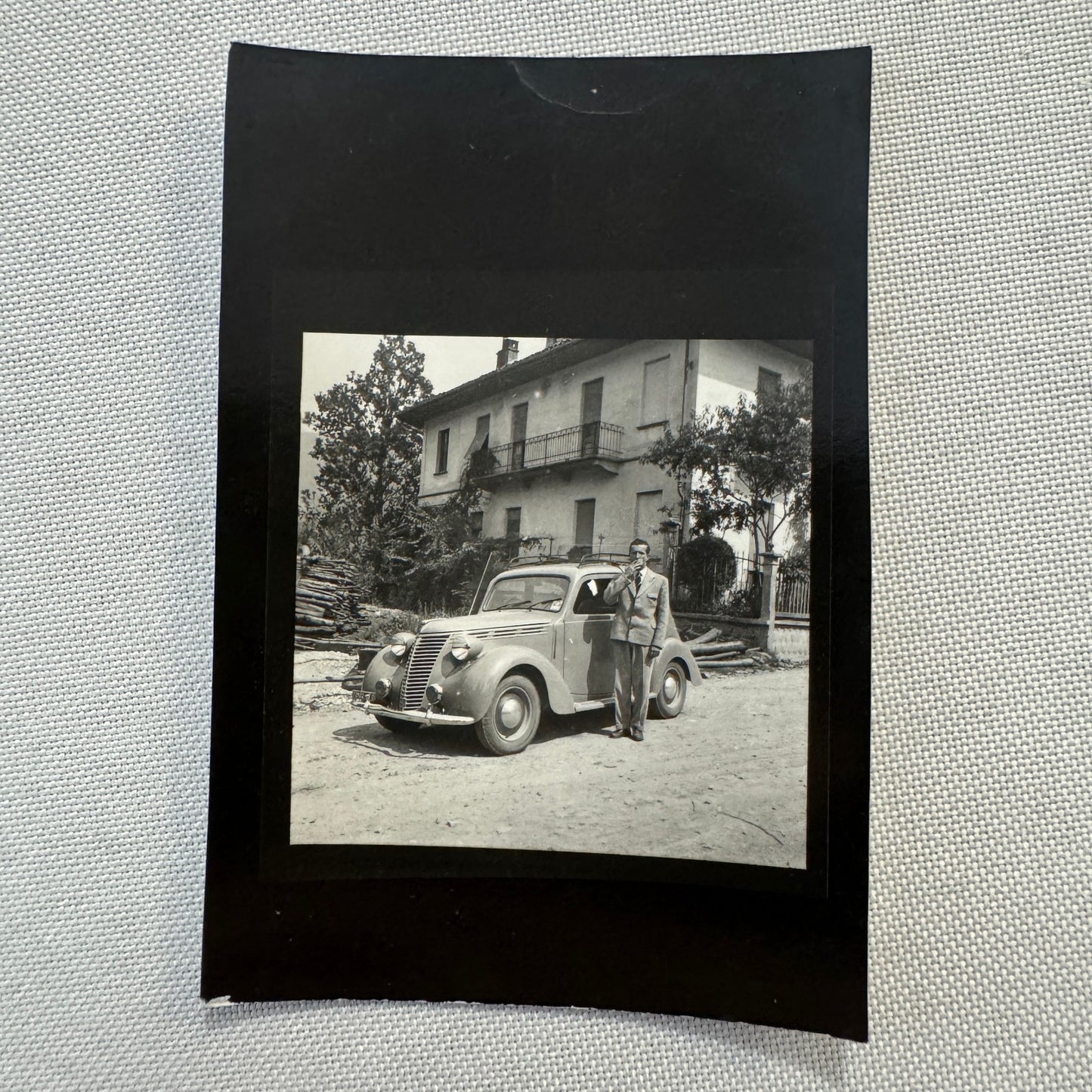 Vintage Photograph Photo Print Man with Car Automobile European