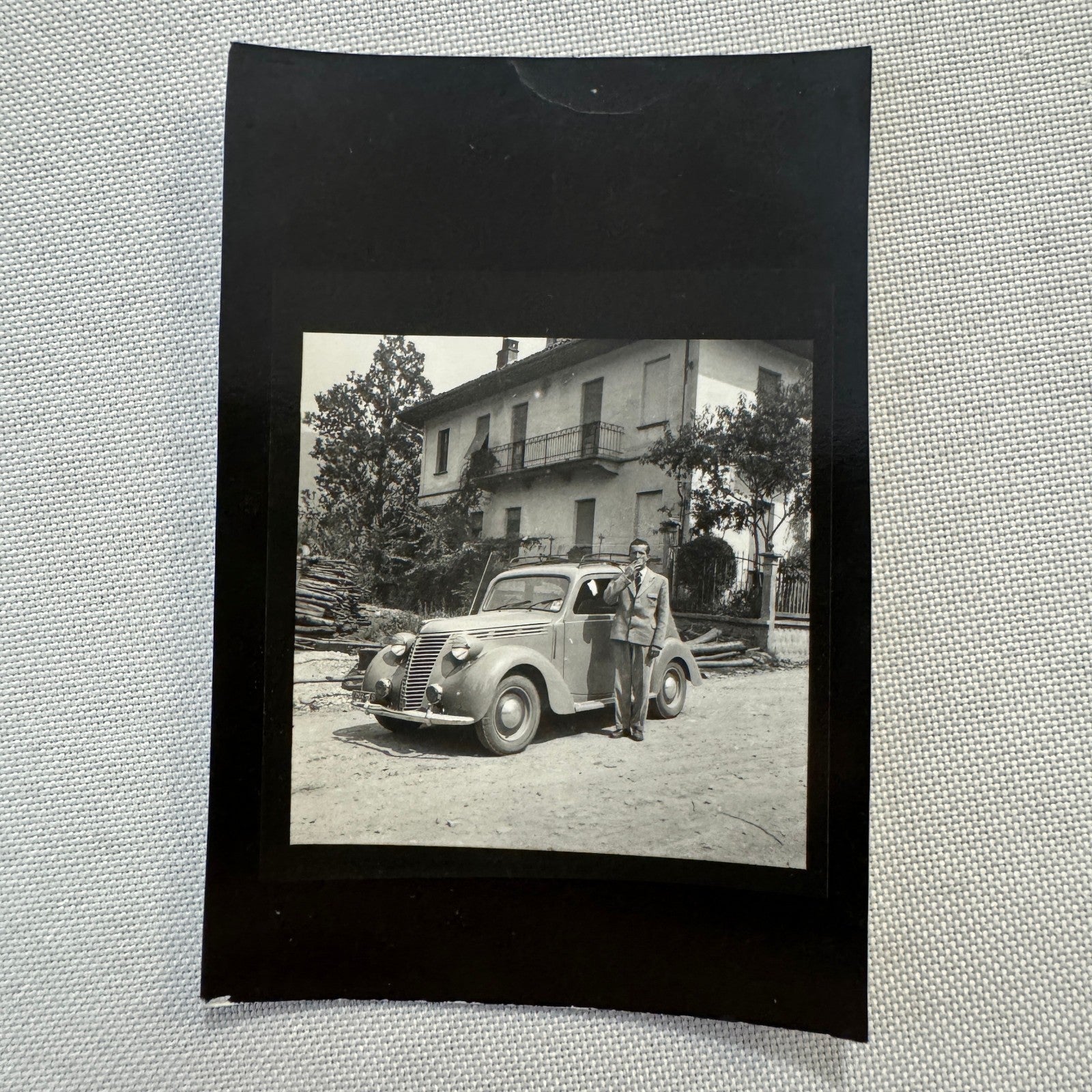 Vintage Photograph Photo Print Man with Car Automobile European