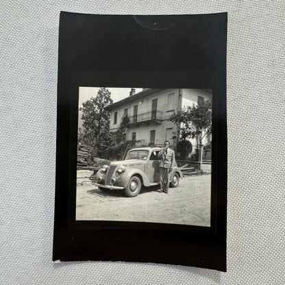 Vintage Photograph Photo Print Man with Car Automobile European