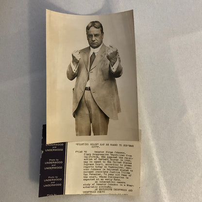 Vintage Press Photo 1933 Senator Hiram Johnson California Political Photograph