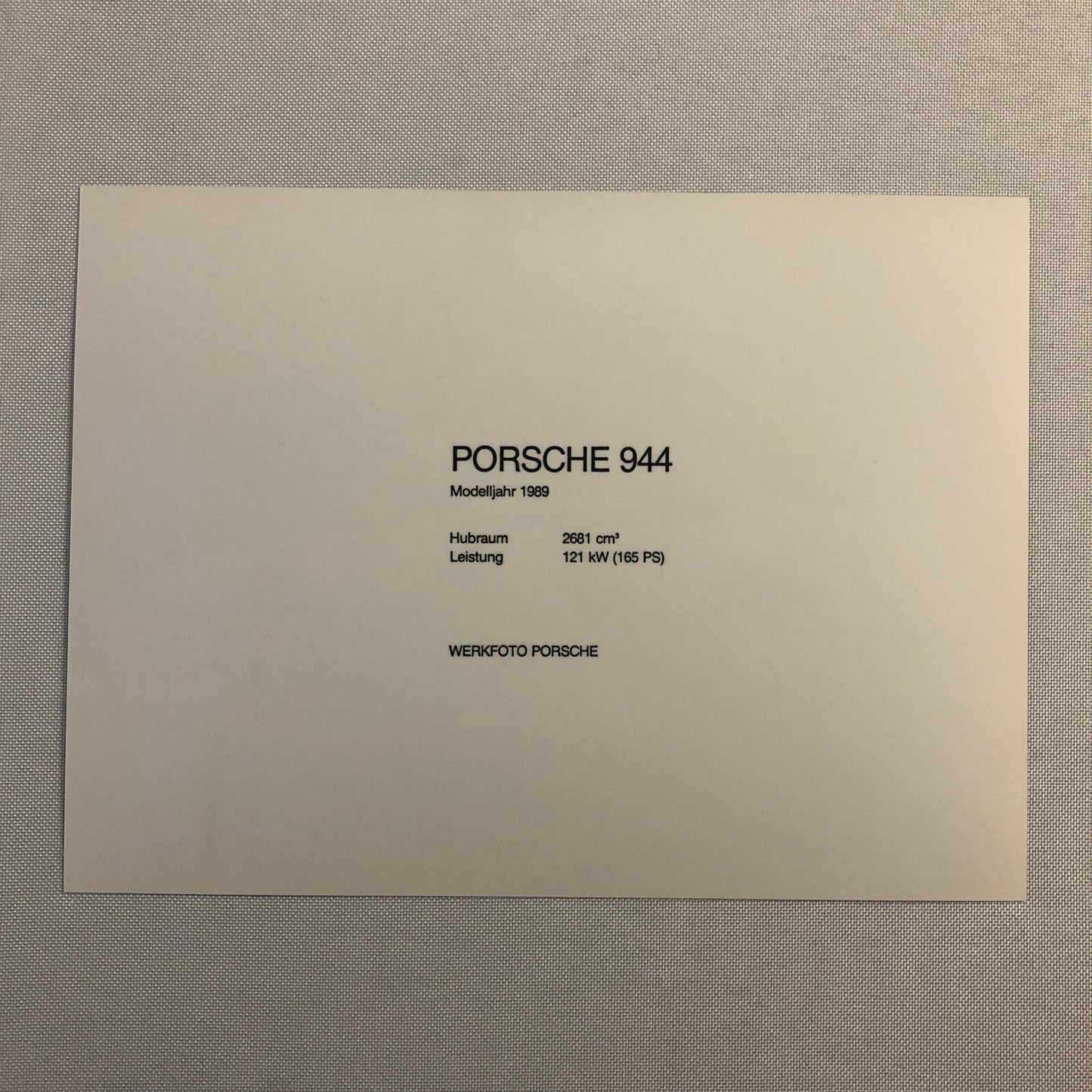 1989 Porsche 944 Factory Press Photo Photograph Werkfoto