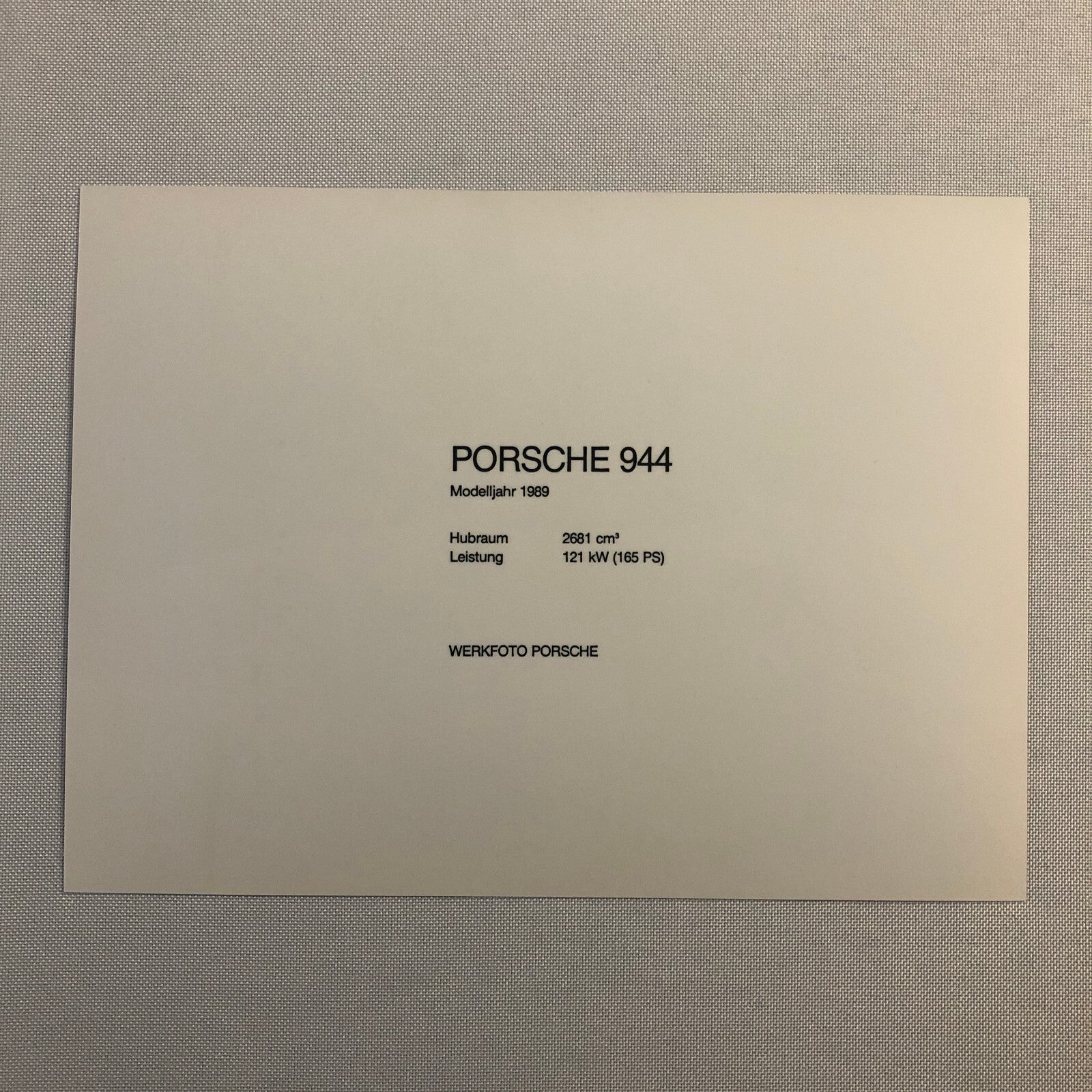 1989 Porsche 944 Factory Press Photo Photograph Werkfoto