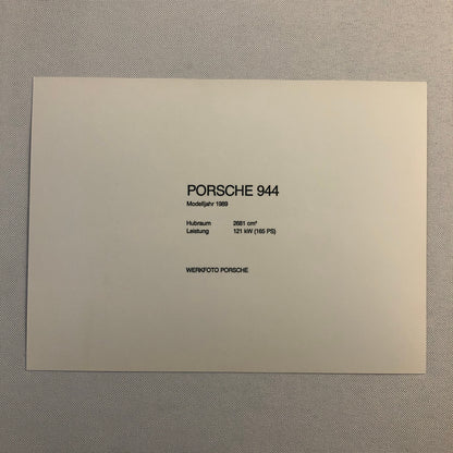 1989 Porsche 944 Factory Press Photo Photograph Werkfoto