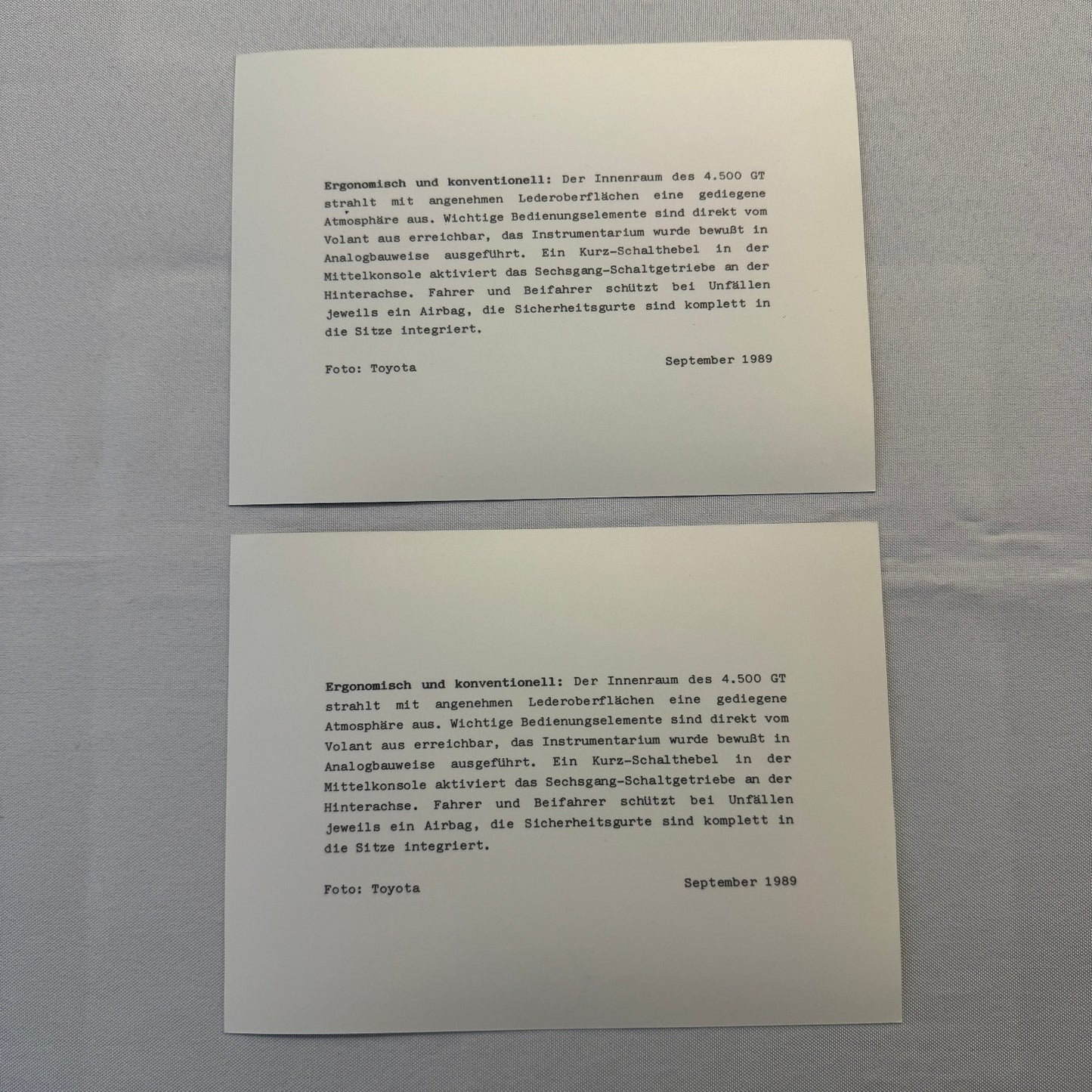 1989 Toyota Concept Car Photo Photograph Print Lot 2x Toyota 4500 GT