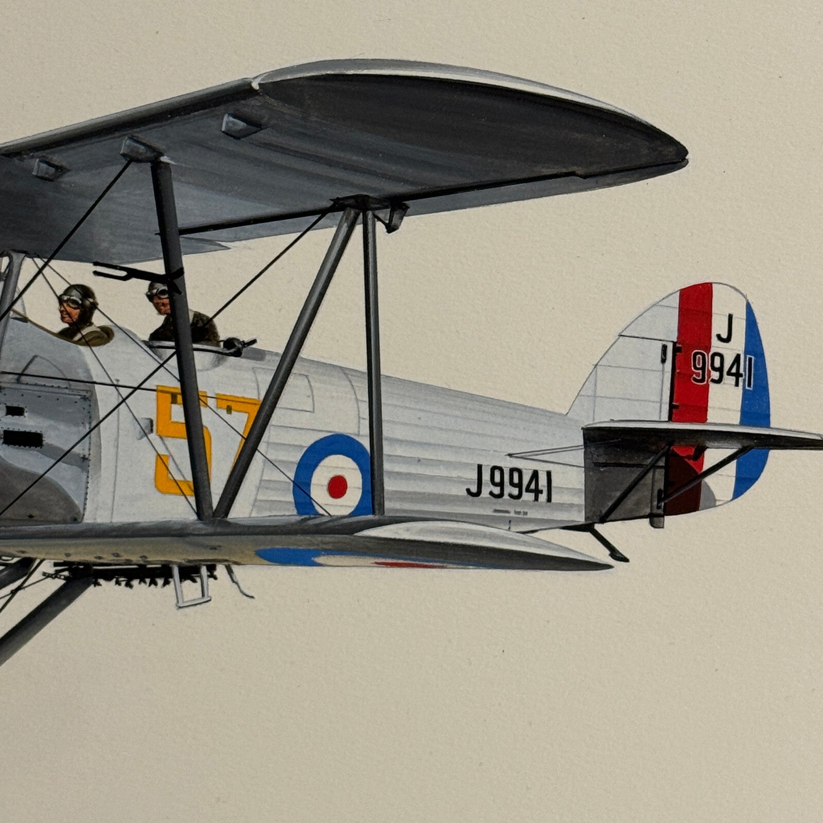 Vintage Hawker Hart Airplane Aircraft Plane Illustration Art Drawing
