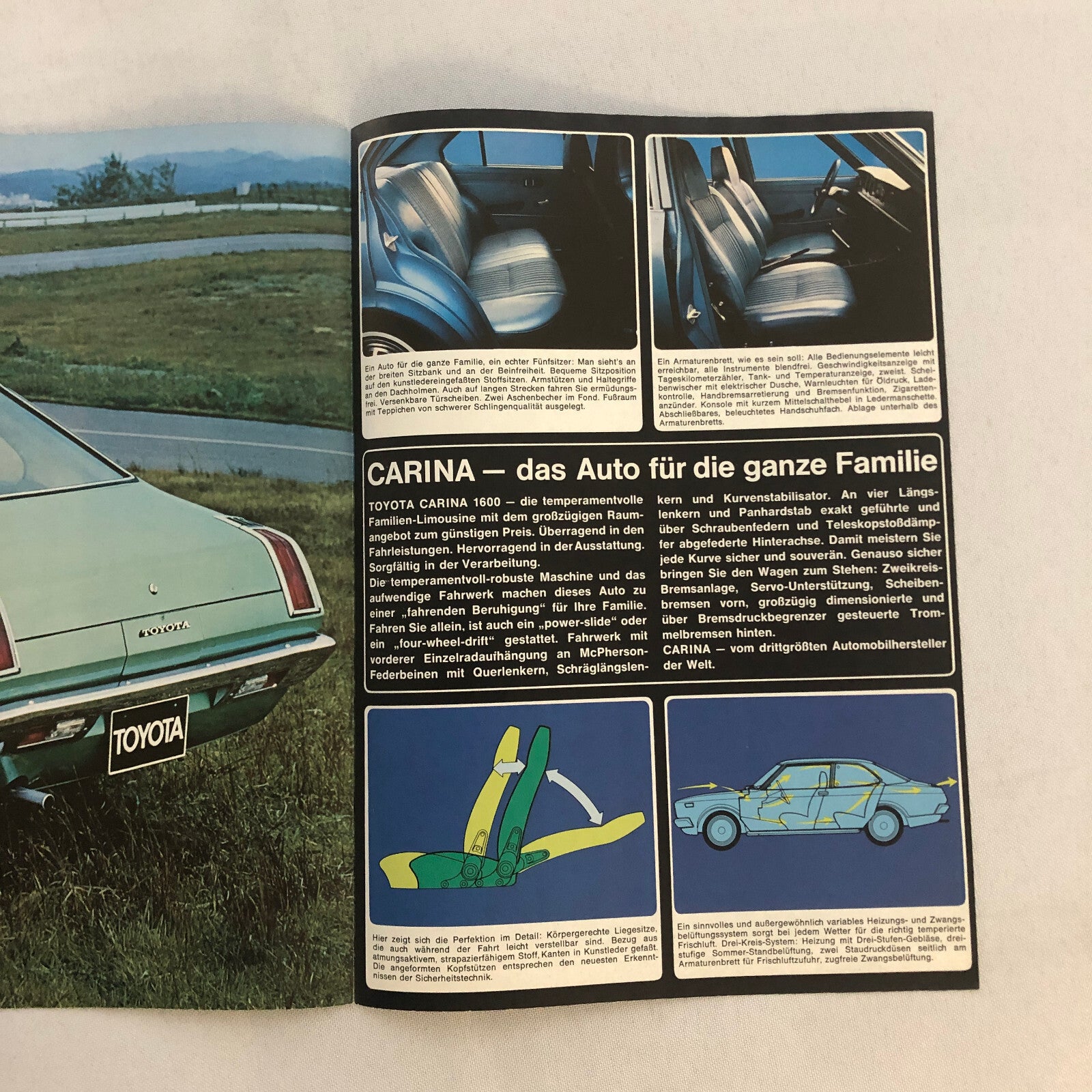 Toyota Carina 1600 Car Sales Brochure Catalog GERMAN Text European Market 1972