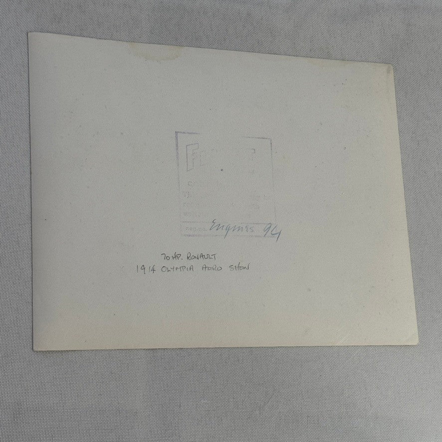 Vintage Racing Engine Photo Photograph Print Renault 70 HP 1914 Olympia Aero