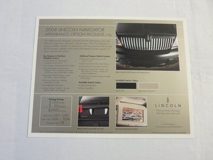 2004 Lincoln Navigator Sales Sheet Brochure Advertising 