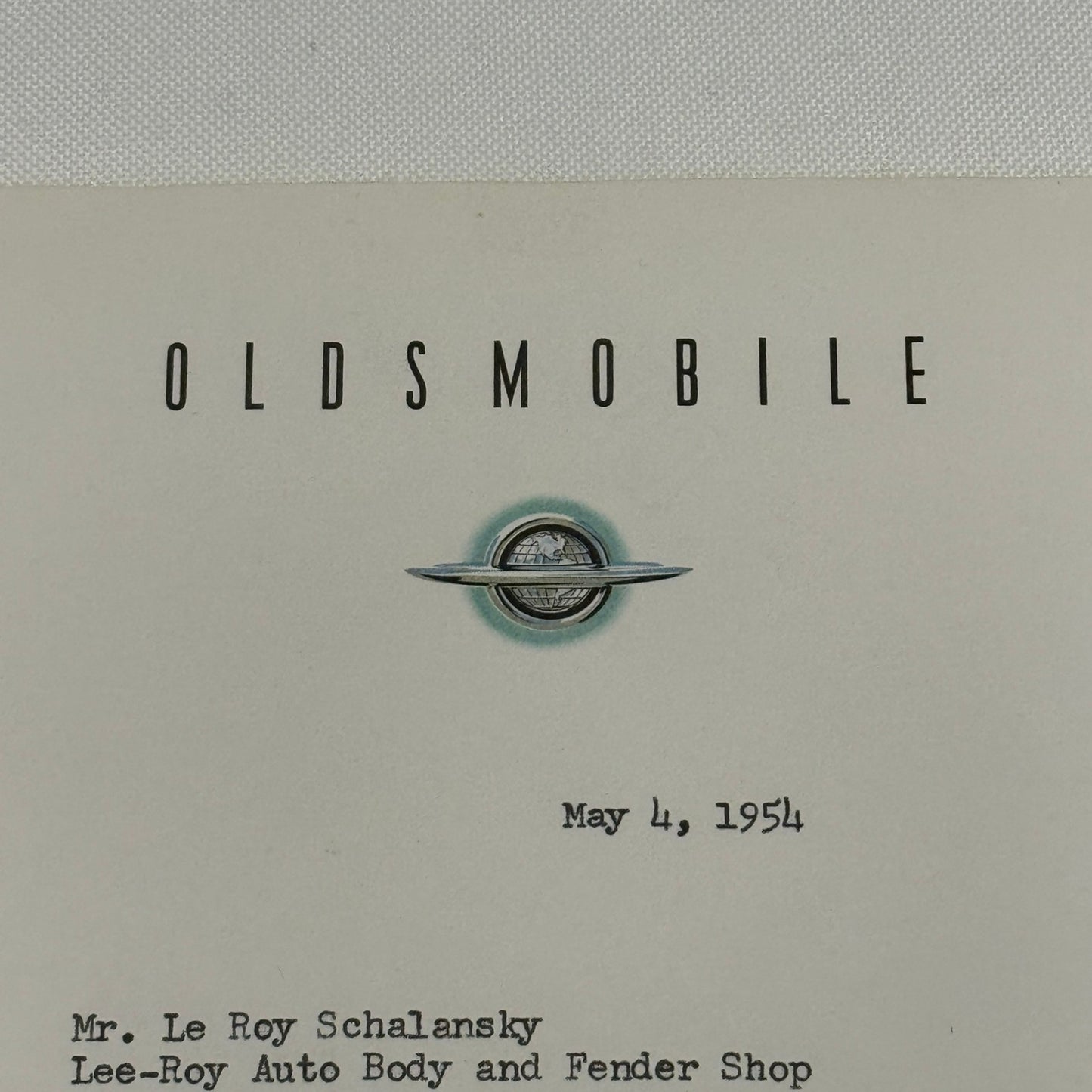 1954 Oldsmobile Letter Letterhead Vintage Document Signed Publicity Director