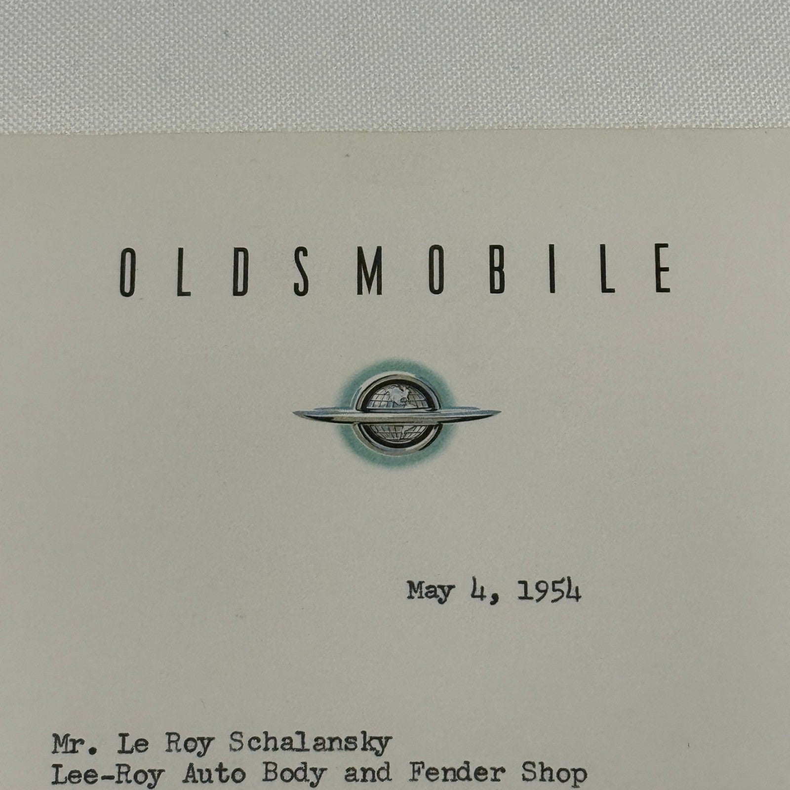 1954 Oldsmobile Letter Letterhead Vintage Document Signed Publicity Director
