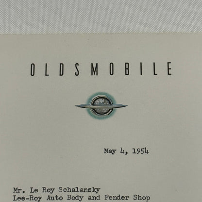 1954 Oldsmobile Letter Letterhead Vintage Document Signed Publicity Director