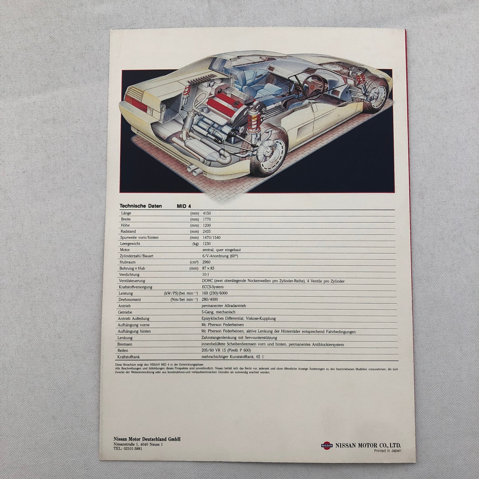 Nissan Mid 4 Concept Car Prototype Sales Brochure Catalog GERMAN TEXT