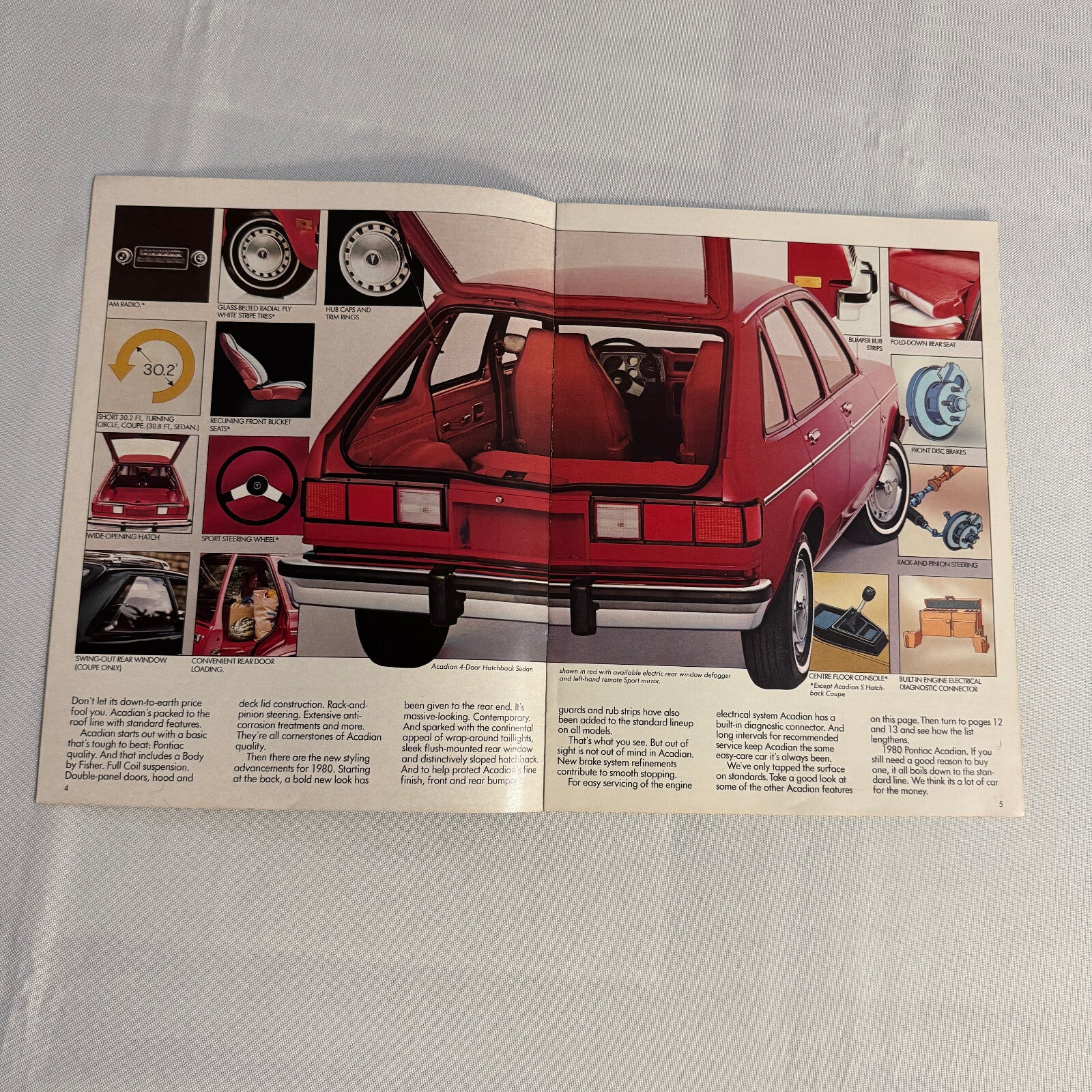 1980 Pontiac Acadian Car Sales Brochure Catalog Hatchback Coupe Sedan Acadian S
