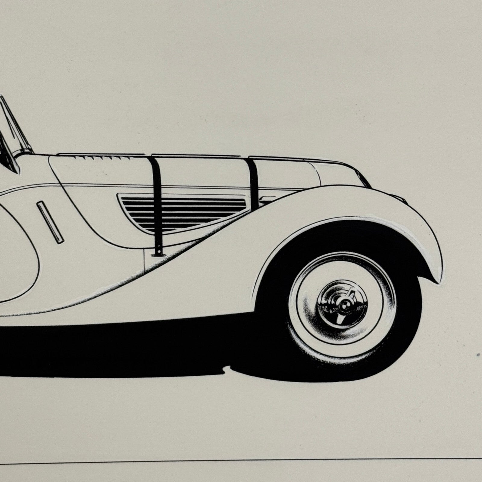 1937 BMW Type 328 Roadster Illustration Art Drawing Hand Drawn Robert Preis