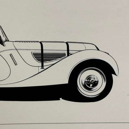 1937 BMW Type 328 Roadster Illustration Art Drawing Hand Drawn Robert Preis