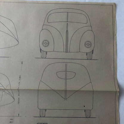 1936 Coachbuilder Car Design Blueprint Rendering Blue Print Streamline Coupe