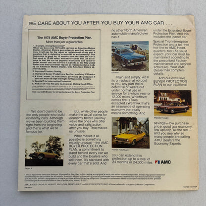 1975 AMC Pacer Car Sales Brochure Catalog American Motors Pacer X Advertising