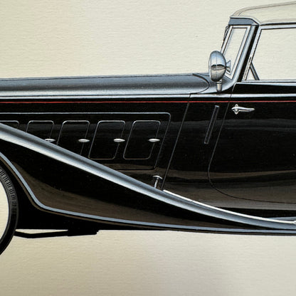 1932 Horch 12 Type 670 Sport Cabriolet Automobile Illustration Art Drawing