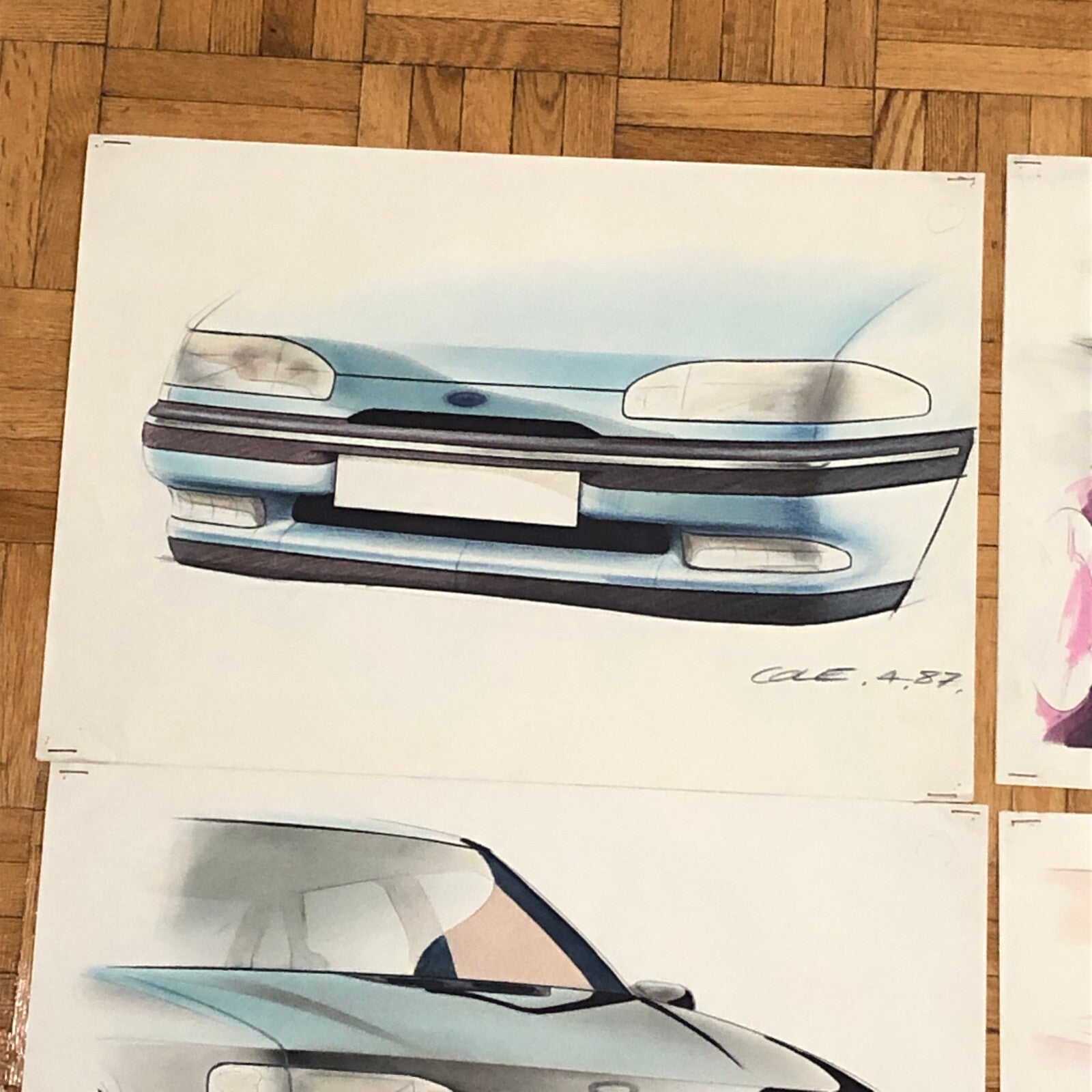 Car Styling Concept Illustration Art Drawing Sketch Lot 7x Ford Scorpio 1987