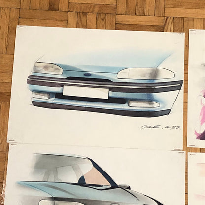 Car Styling Concept Illustration Art Drawing Sketch Lot 7x Ford Scorpio 1987