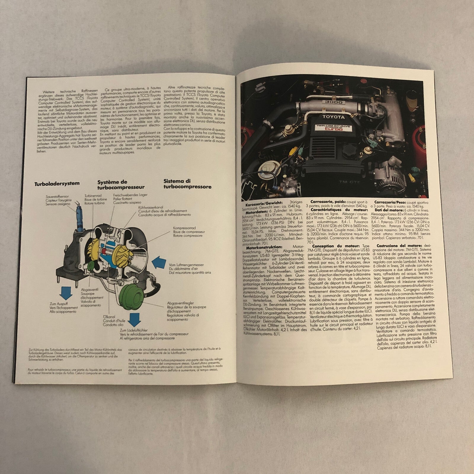 Vintage Toyota Supra Turbo Sales Brochure Catalog French German Italian Text