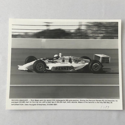 Vintage Indy Indianapolis Racing Photo Photograph Rick Mears 1989