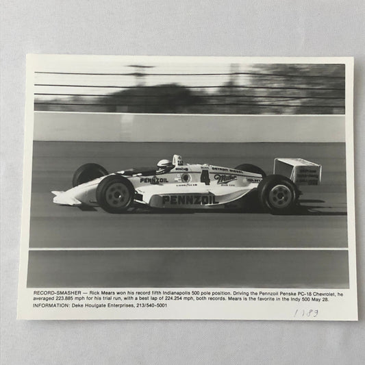 Vintage Indy Indianapolis Racing Photo Photograph Rick Mears 1989