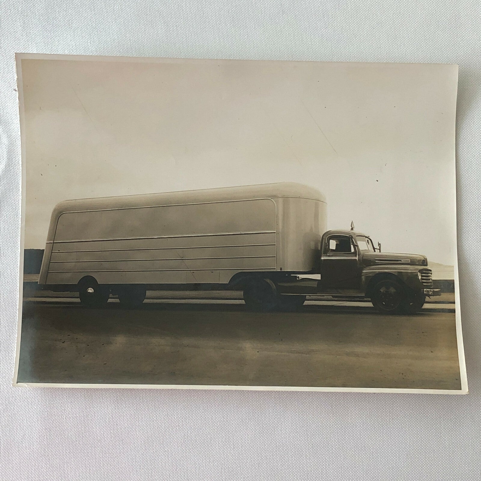 Vintage Photo Photograph of a Ford Truck and Trailer - Denmark ? 