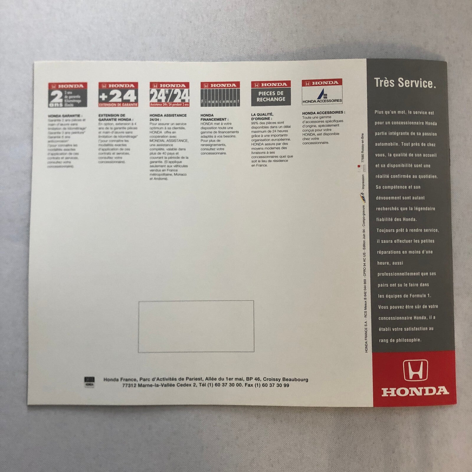 Honda Accord Coupe Aero Deck Wagon Brochure Catalog FRENCH European 1994 1995