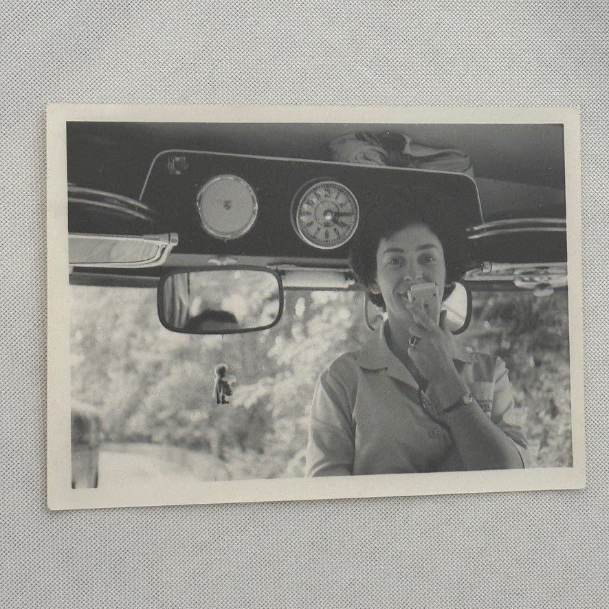 Vintage Photograph Woman on Tour Bus Photo Print Snapshot