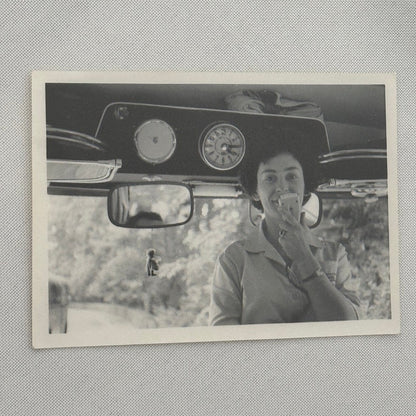 Vintage Photograph Woman on Tour Bus Photo Print Snapshot