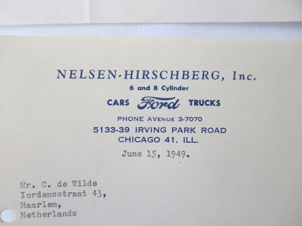 1946 - 1949 Nelsen - Hirschberg Ford Car & Truck Dealer Letter Letterhead Lot 4x