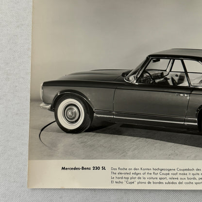 Vintage Mercedes Benz 230 SL Roadster Convertible Factory Press Photo Photograph