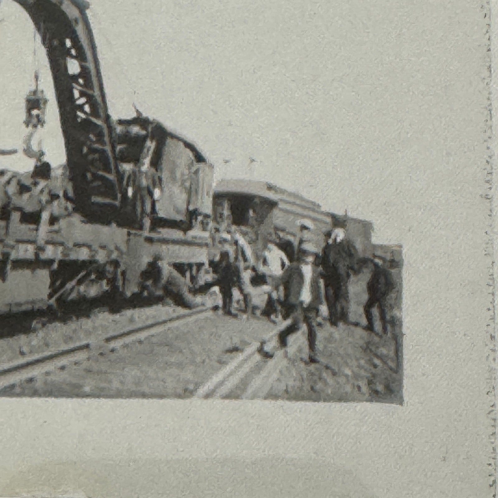 Antique Glass Plate Lantern Slide Photo Train with Crane