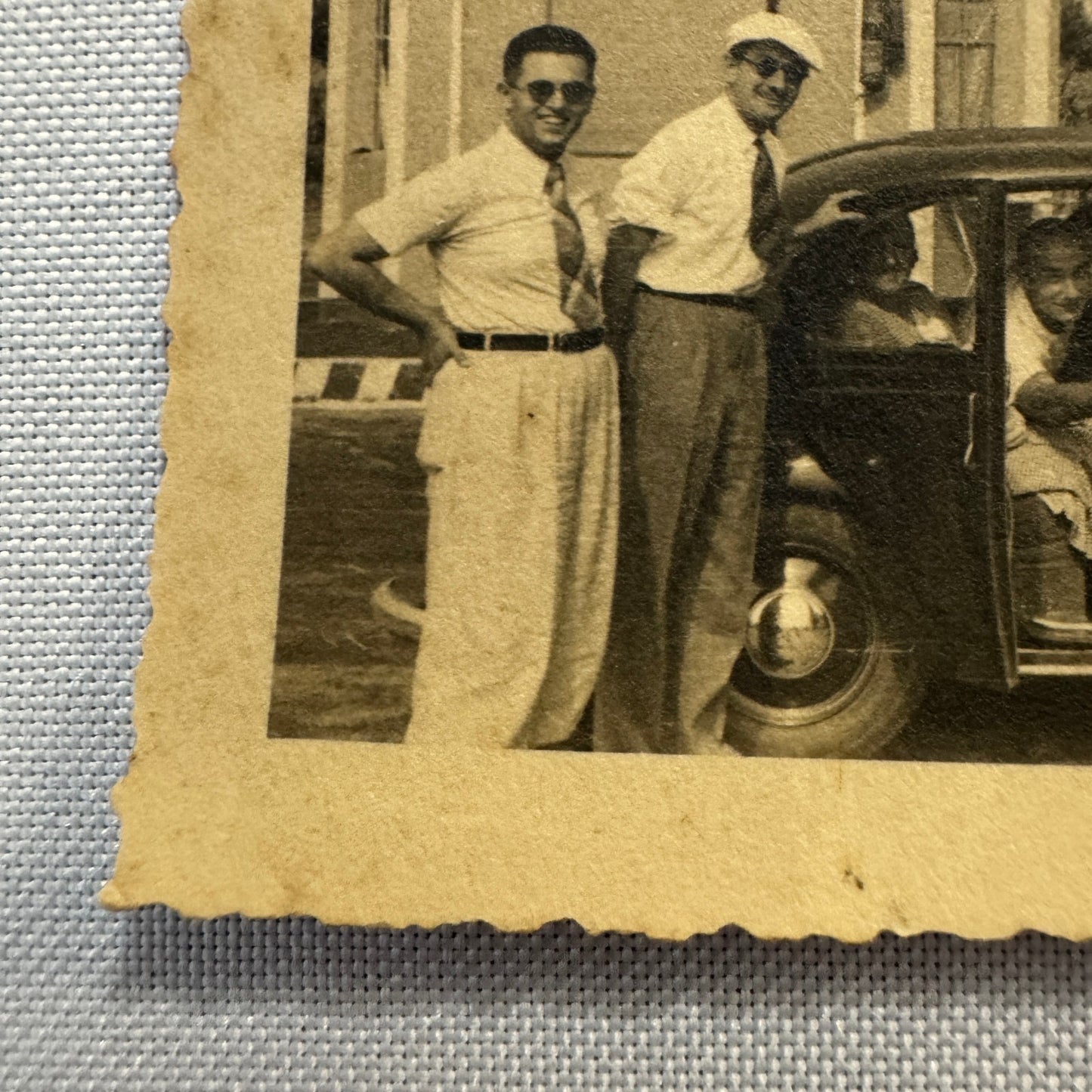 Vintage Photograph Photo Print People with Car Automobile European