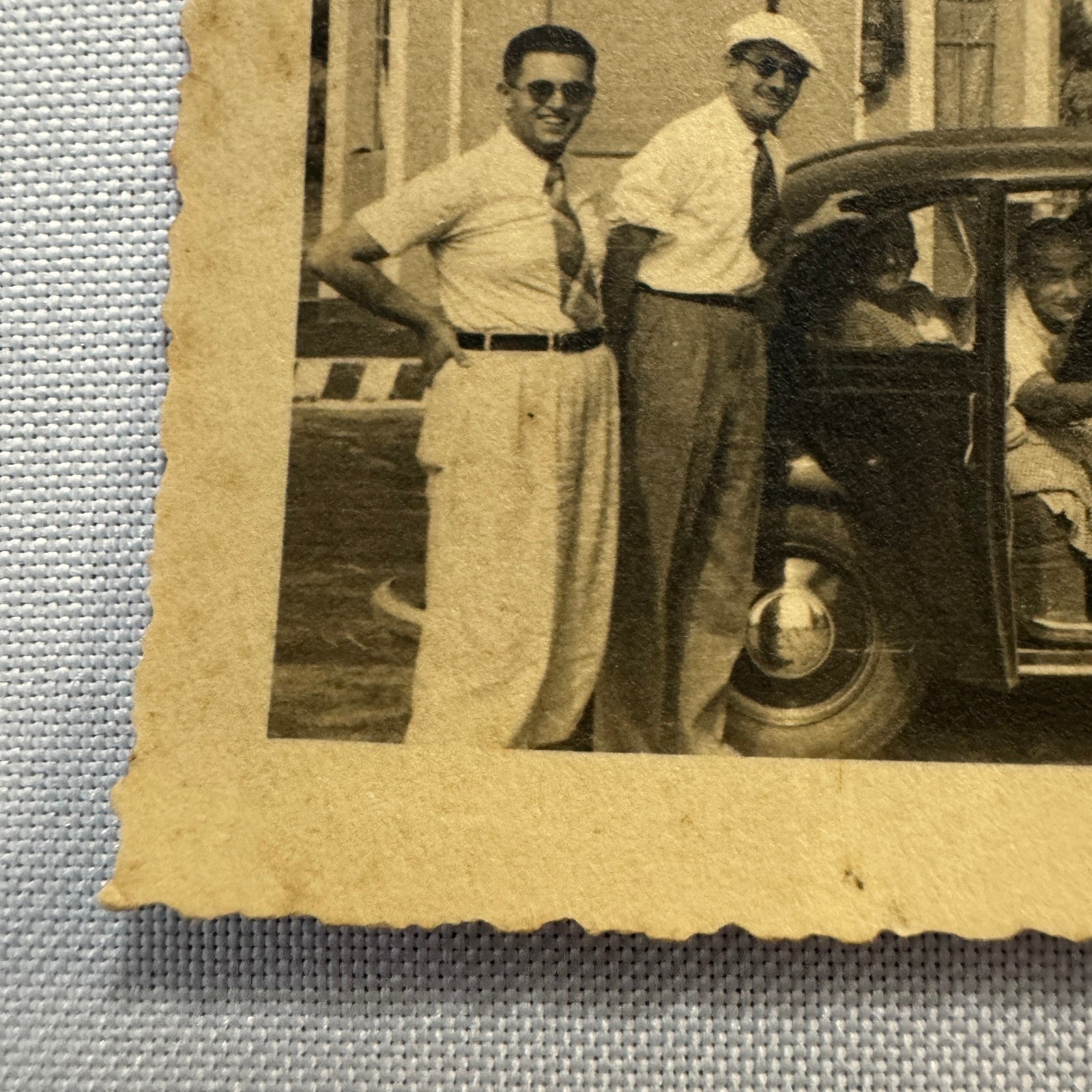 Vintage Photograph Photo Print People with Car Automobile European
