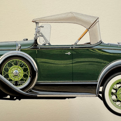 1930 Ford Model A Roadster Car Illustration Art Drawing Hand Drawn Robert Preis