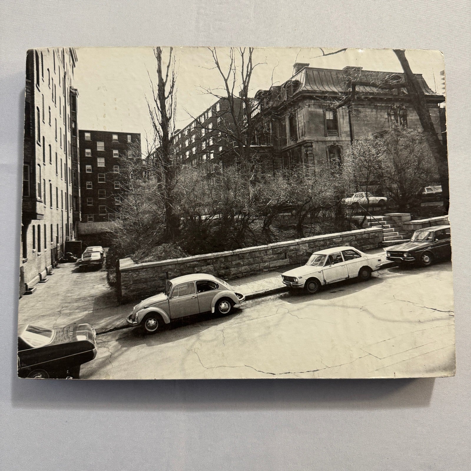 Vintage Street Photograph VW Volkswagen Beetle Montreal Foam Mounted Large Print